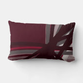 ブルゴーニュ灰色と白芸術的抽象芸術線形 ランバークッション (裏面)