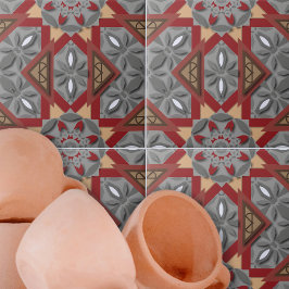 ブルゴーニュ灰色の民族モザイクのアラベスク模様 タイル