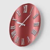 ブルゴーニュ灰色メタリック灰色シルバーローマ数字 ラージ壁時計 (傾斜)