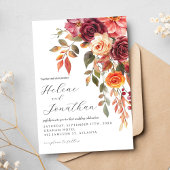 ブルゴーニュ焼けオレンジフローラエレガントな結婚式 招待状