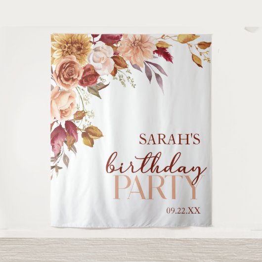 ブルゴーニュ焼けオレンジフローラ誕生会 タペストリー (正面)