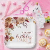 ブルゴーニュ焼けオレンジフローラ誕生会 ペーパープレート (パーティー)