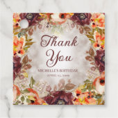 ブルゴーニュ焼けオレンジフローラ誕生日ありがとう フェイバータグ (正面)