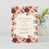 ブルゴーニュ焼けオレンジ秋フローララグジュアリー結婚ズ 招待状 (スタンド正面)