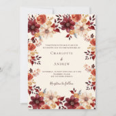 ブルゴーニュ焼けオレンジ秋結婚フローラ 招待状 (正面)