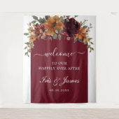 ブルゴーニュ焼けオレンジ結婚錆フローラ背景 タペストリー (正面)