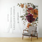 ブルゴーニュ焼けオレンジ結婚錆フローラ背景 タペストリー (インサイチュ(横))