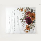 ブルゴーニュ焼けオレンジ結婚錆フローラ背景 タペストリー (正面(横))