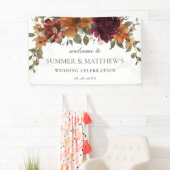 ブルゴーニュ焼けオレンジ結婚錆フローラ背景 横断幕 (インサイチュ)