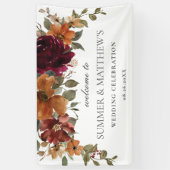 ブルゴーニュ焼けオレンジ結婚錆フローラ背景 横断幕 (縦)