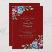 ブルゴーニュ牡丹とブルーバラブリデスメイドランチョン 招待状 (正面/裏面)