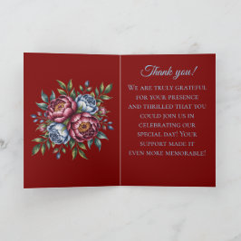 ブルゴーニュ牡丹とブルーバラ結婚の感謝 カード