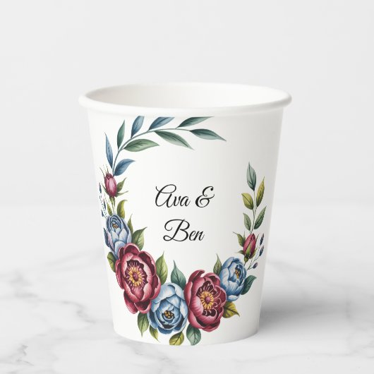 ブルゴーニュ牡丹とブルーバラ結婚ズ 紙コップ (正面)