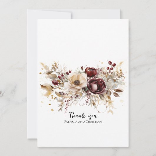 ブルゴーニュ牡丹のエレガントな結婚式の招待状 招待状 (裏面)