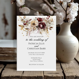 ブルゴーニュ牡丹のエレガントな結婚式の招待状 招待状