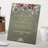 ブルゴーニュ牡丹のセージ緑が私たちの結婚に歓迎 台座サイン (インサイチュ)