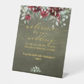 ブルゴーニュ牡丹のセージ緑が私たちの結婚に歓迎 台座サイン (正面)