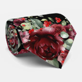 ブルゴーニュ牡丹シルバーグリーン結婚リーブラック ネクタイ (ロール)