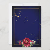 ブルゴーニュ牡丹王室のブルーフローラブライダルシャワー 招待状 (裏面)