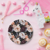 ブルゴーニュ牡丹花柄 ペーパープレート (パーティー)