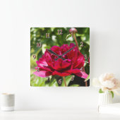 ブルゴーニュ牡丹 スクエア壁時計 (ホーム)