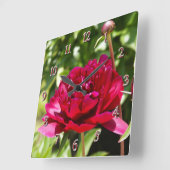 ブルゴーニュ牡丹 スクエア壁時計 (傾斜)