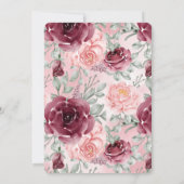 ブルゴーニュ王室のピンクローズグリッタードレスキンセアニェラ 招待状 (裏面)