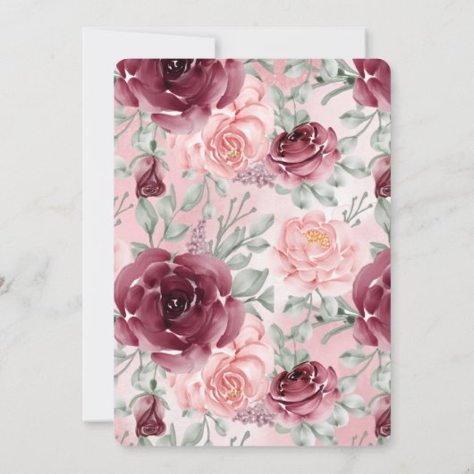 ブルゴーニュ王室のピンクローズグリッタードレスキンセアニェラ 招待状 (裏面)