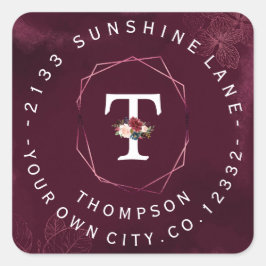 ブルゴーニュ王室のフローラモノグラム円形ラベル スクエアシール