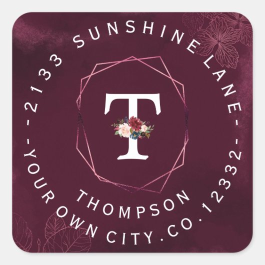 ブルゴーニュ王室のフローラモノグラム円形ラベル スクエアシール (正面)