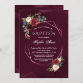 ブルゴーニュ王室のフローラ幾何学少女バプテスマ 招待状 (正面/裏面)