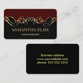 ブルゴーニュ王室のレザー金ゴールド名刺モノグラム 名刺 (正面/裏面)