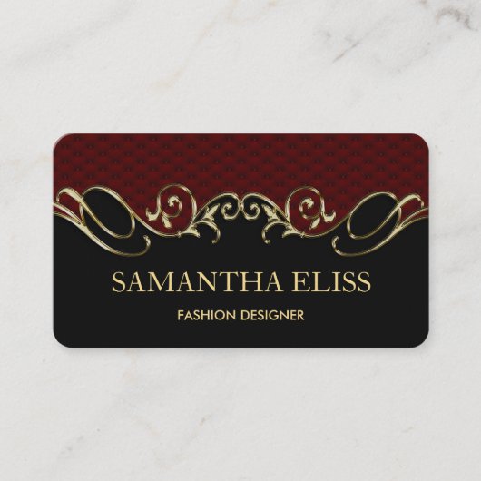 ブルゴーニュ王室のレザー金ゴールド名刺モノグラム 名刺 (正面)