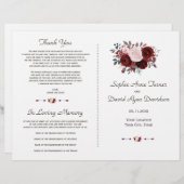 ブルゴーニュ王室のーピンクフローラ金ゴールド結婚式 プログラム (正面/裏面)