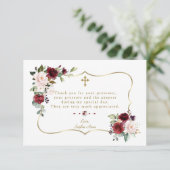 ブルゴーニュ王室のー花金ゴールドフレームガールバプテスマ サンキューカード (スタンド正面)