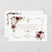 ブルゴーニュ王室のー花金ゴールドフレームガールバプテスマ サンキューカード (正面/裏面)