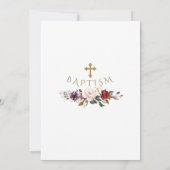 ブルゴーニュ王室のー赤面フローラ金ゴールドフレームバプテスマ 招待状 (裏面)