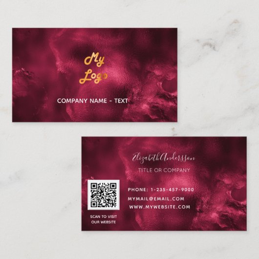 ブルゴーニュ瑪瑙のqrコードロエレガントゴ 名刺 (正面/裏面)