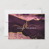 ブルゴーニュ瑪瑙ゲード金ゴールドグリッタースクリプトモノグラム ノートカード (正面)