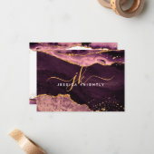 ブルゴーニュ瑪瑙ゲード金ゴールドグリッタースクリプトモノグラム ノートカード (正面/裏面インサイチュ)