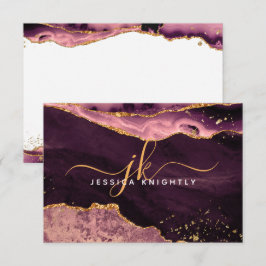 ブルゴーニュ瑪瑙ゲード金ゴールドグリッタースクリプトモノグラム ノートカード