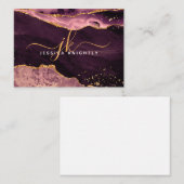 ブルゴーニュ瑪瑙ゲード金ゴールドグリッタースクリプトモノグラム ノートカード (正面/裏面)