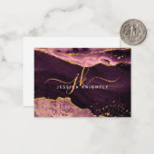 ブルゴーニュ瑪瑙ゲード金ゴールドグリッタースクリプトモノグラム ノートカード (正面/裏面インサイチュ)