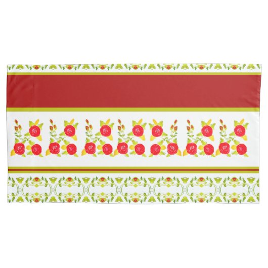 ブルゴーニュ白とライムグリーン 枕カバー (正面左)