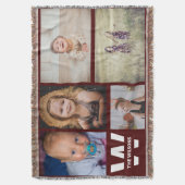 ブルゴーニュ白の複数写真カスタムモノグラム スローブランケット (正面縦)