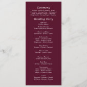 ブルゴーニュ白エレガント本秋冬の結婚式 プログラム (裏面)