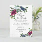 ブルゴーニュ白エレガント青結婚フローラ セーブザデート (スタンド正面)