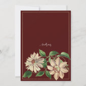 ブルゴーニュ白グリーンフローラブライダルシャワー 招待状 (裏面)