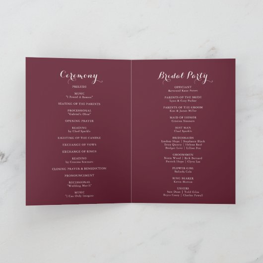 ブルゴーニュ白シルエット山折り結婚返し プログラム (内部)