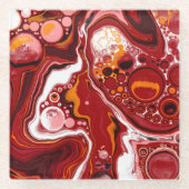 ブルゴーニュ白デジタル流体アート ガラスコースター (正面)